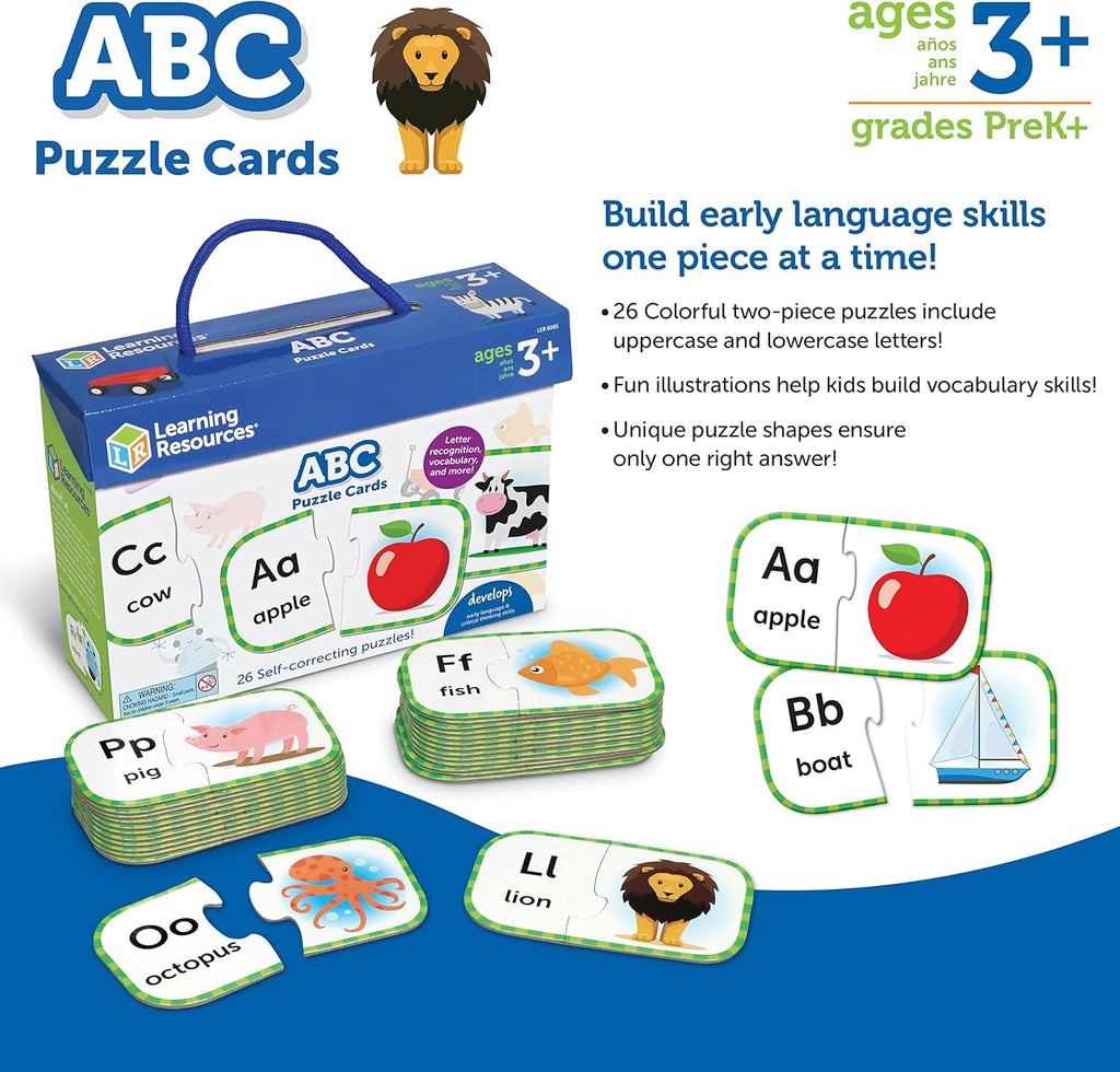 ABC Puzzle Cards, Kindergarten Readiness, Self Correcting Puzzles, Alphabet Learning Games, Puzzles for Toddlers, Ages 3+