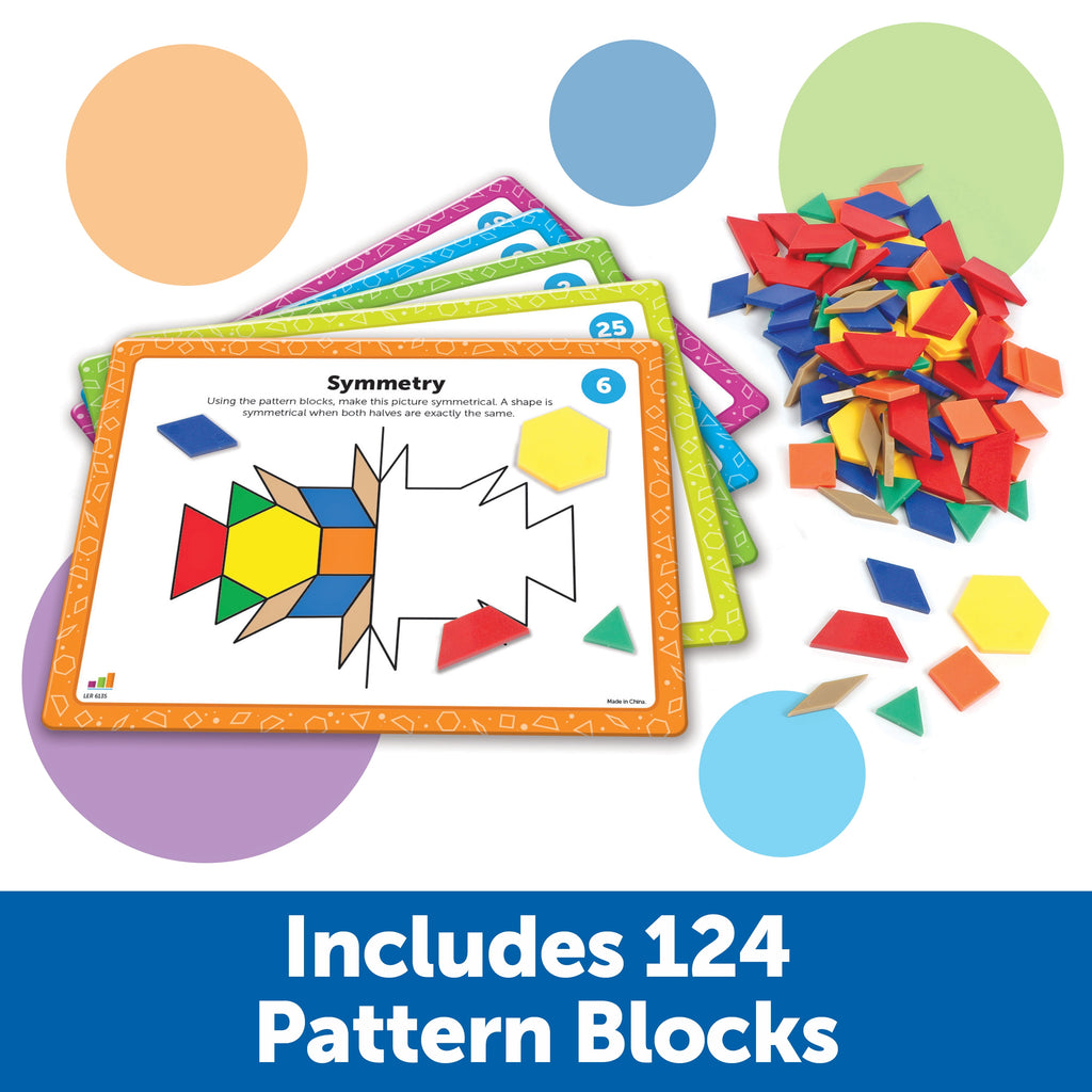 Pattern Block Math Set for Kids Ages 5+ - 144 Pieces