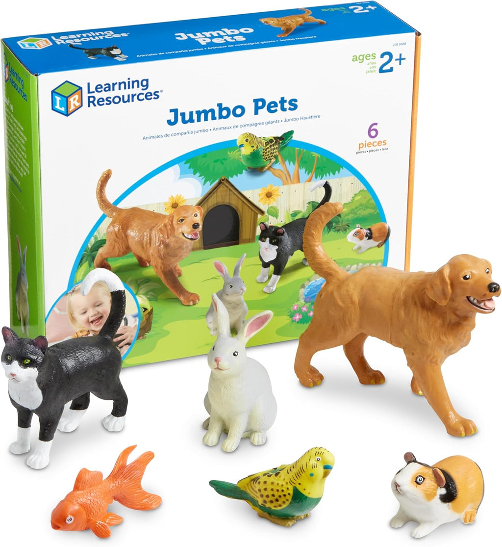 Jumbo Domestic Pets - 6 Pieces, Ages 2+ Preschool Pet Toys, Classroom Desk Pets, Preschool Learning Toys