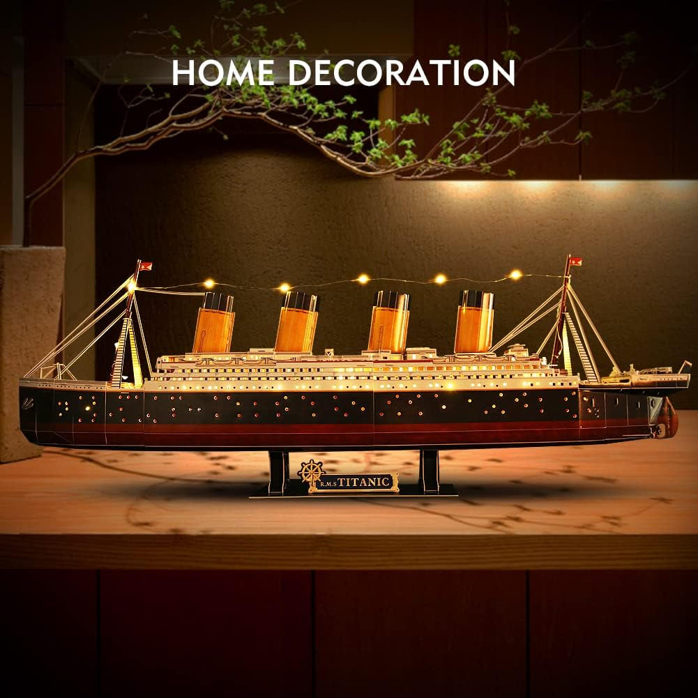 Titanic 3D LED Puzzles for Adults 88 CM 266 Pieces,Titanic Toys for Teens, Home Decor Birthday Gifts Adults Gifts for Mom