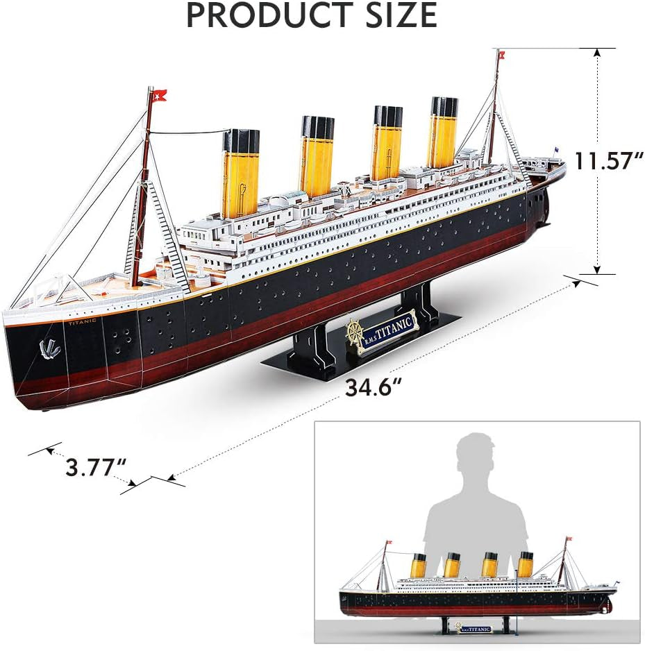 Titanic 3D LED Puzzles for Adults 88 CM 266 Pieces,Titanic Toys for Teens, Home Decor Birthday Gifts Adults Gifts for Mom