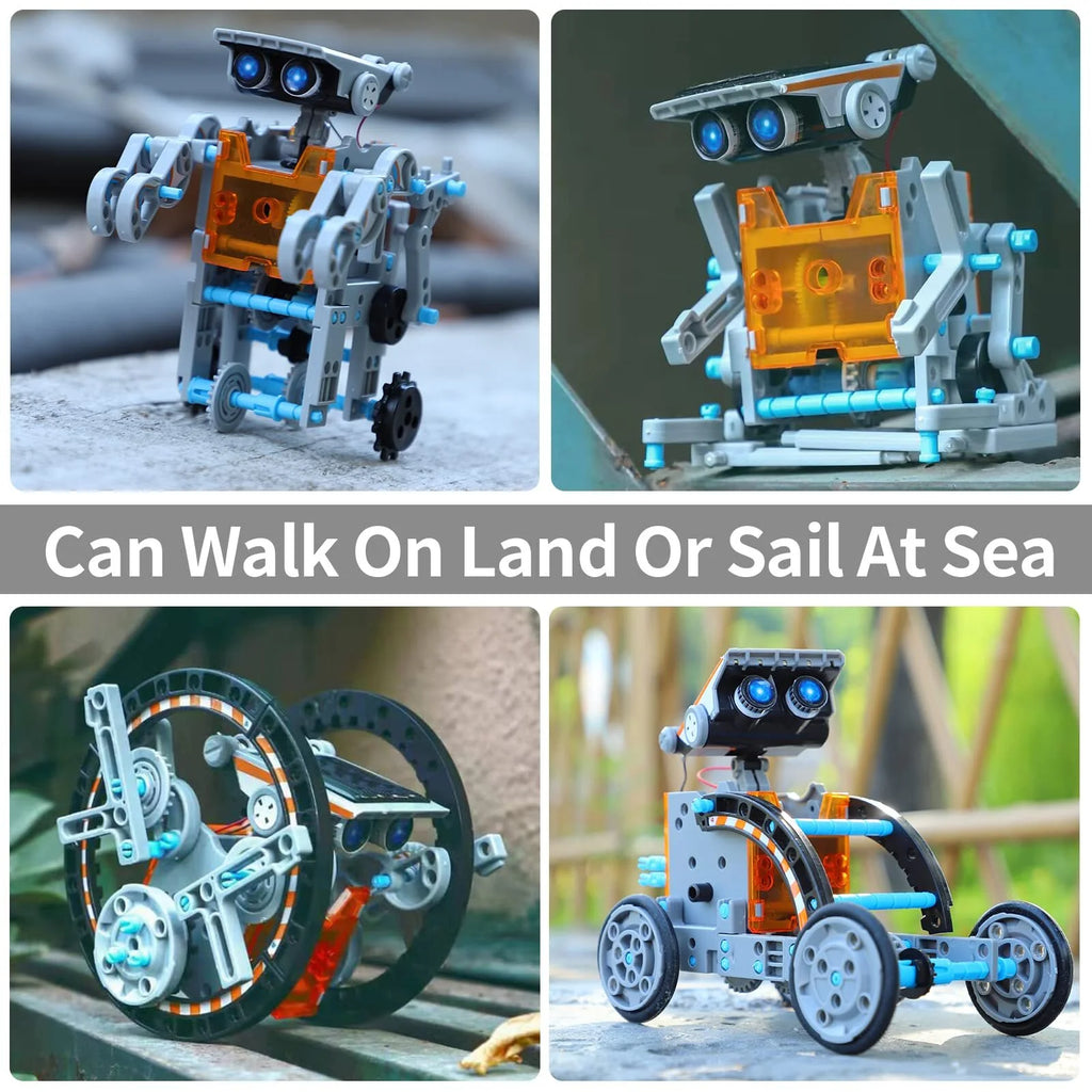 STEM Toys Solar-Powered Transforming Robot Toy - 12-In-1 Construction Set,Educational Science Experiment Kit Toys