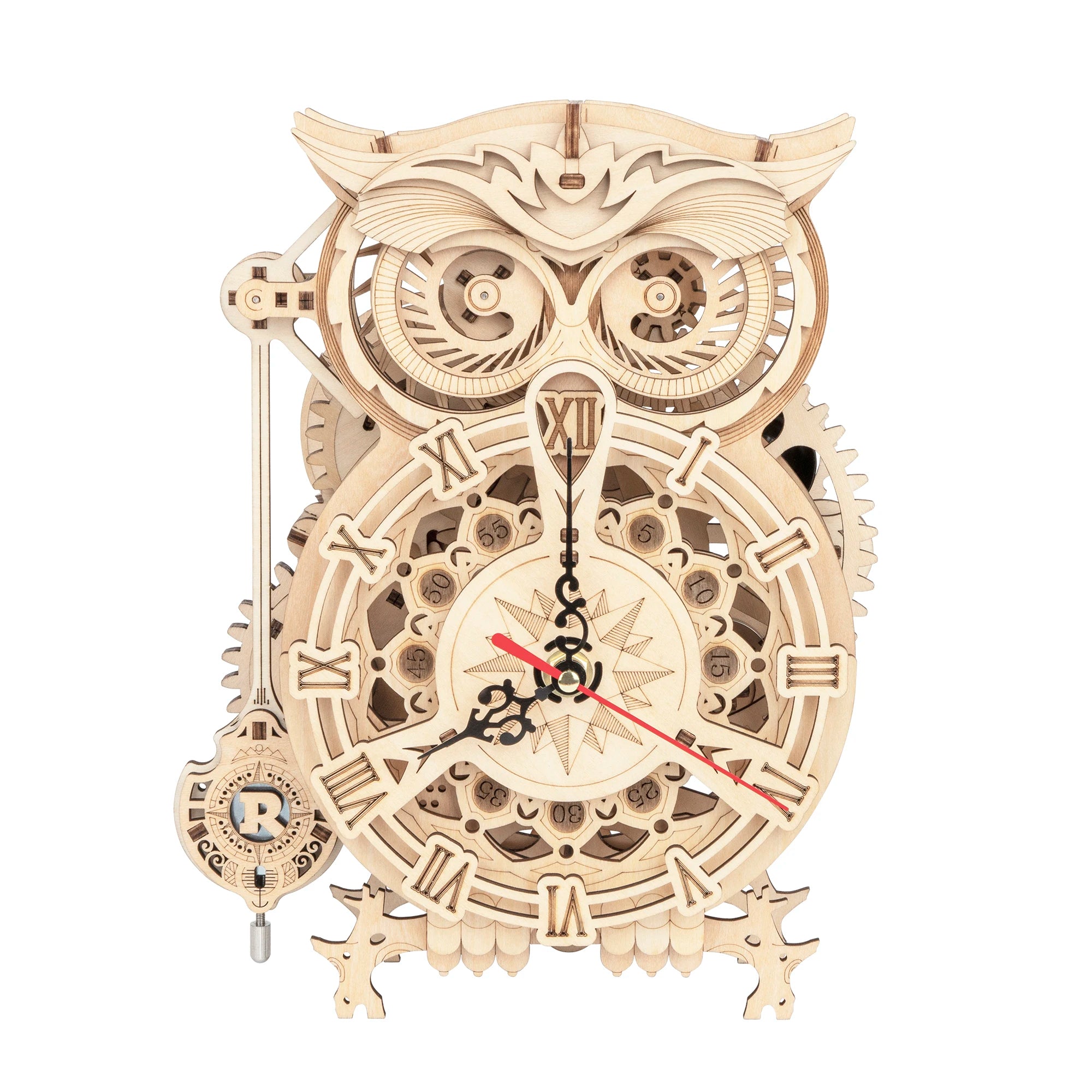 Rokr 161Pcs Creative DIY 3D Owl Clock Wooden Model Building Block Kits Assembly Toy Gift for Children Adult LK503
