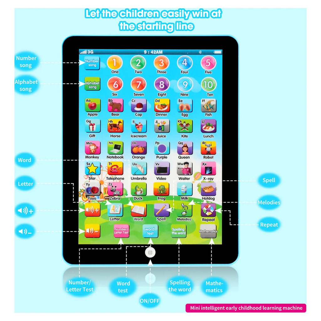 Kids Tablet Learning Pad Preschool Early Educational Tablet Pad Computer Educational Toy Birthday Gift for Kids Boys Girls, 7.28 In