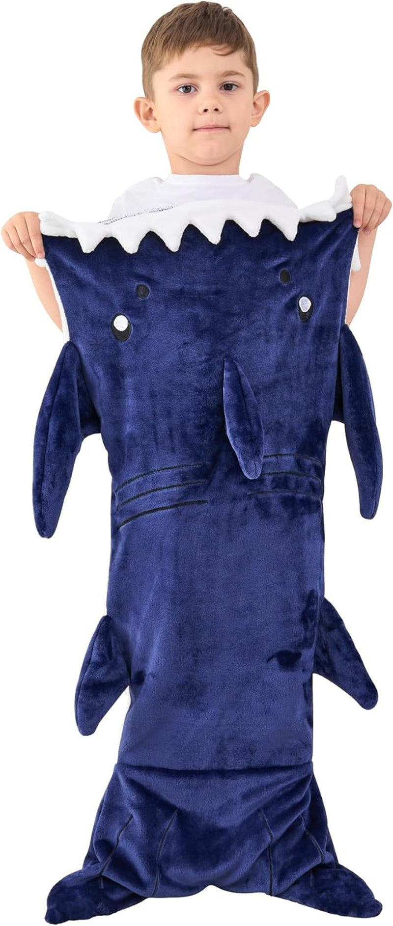 Kids Shark Blanket, Soft Flannel, Boys Toys, Fleece Shark Tail Blanket, Dark Blue, Warm and Soft, Gift for Kids, 19" X 44" Fit for Boys Aged 3 to 6