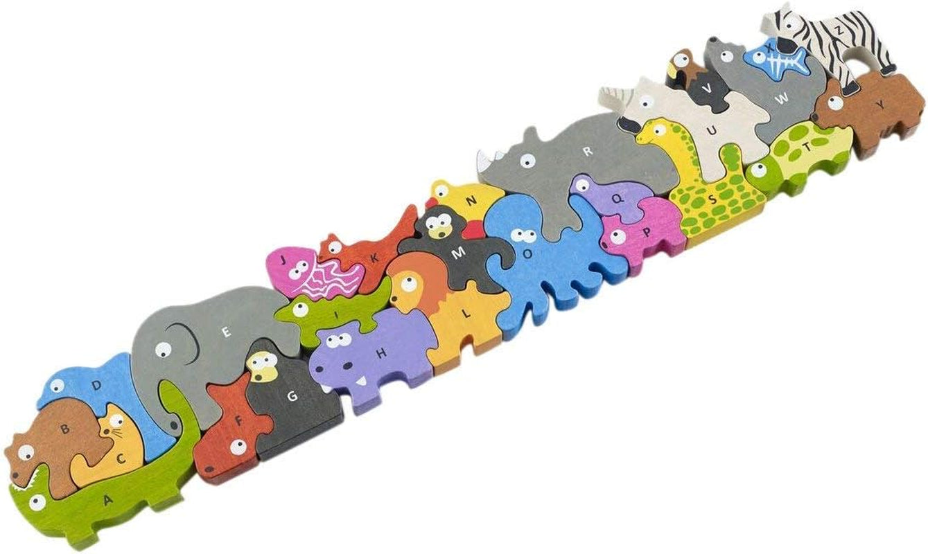 Animal Parade a to Z Puzzle and Playset - Educational Wooden Alphabet Puzzle - 2 and Up