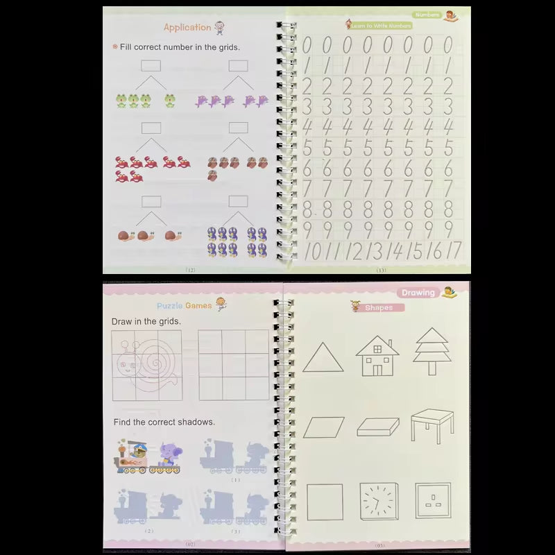 Sank Magic Practice Copybook Pen Preschools Kids Calligraphy English Verison Free Wiping Children Reusable Writing Book