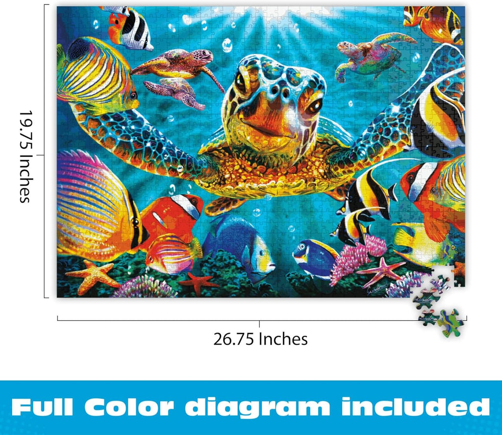 Steve Sundram - Tiny Bubbles - 1000 Piece Jigsaw Puzzle - 26.75 X 19.75 In, Multicolor - Puzzles for Adults - Bonus Poster & Precision Cut Pieces - Vibrant Ocean Scene