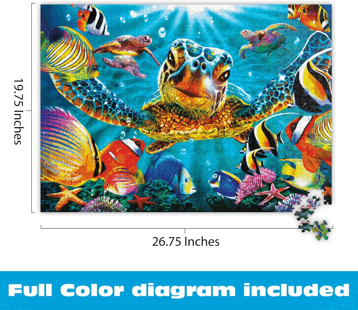 Steve Sundram - Tiny Bubbles - 1000 Piece Jigsaw Puzzle - 26.75 X 19.75 In, Multicolor - Puzzles for Adults - Bonus Poster & Precision Cut Pieces - Vibrant Ocean Scene
