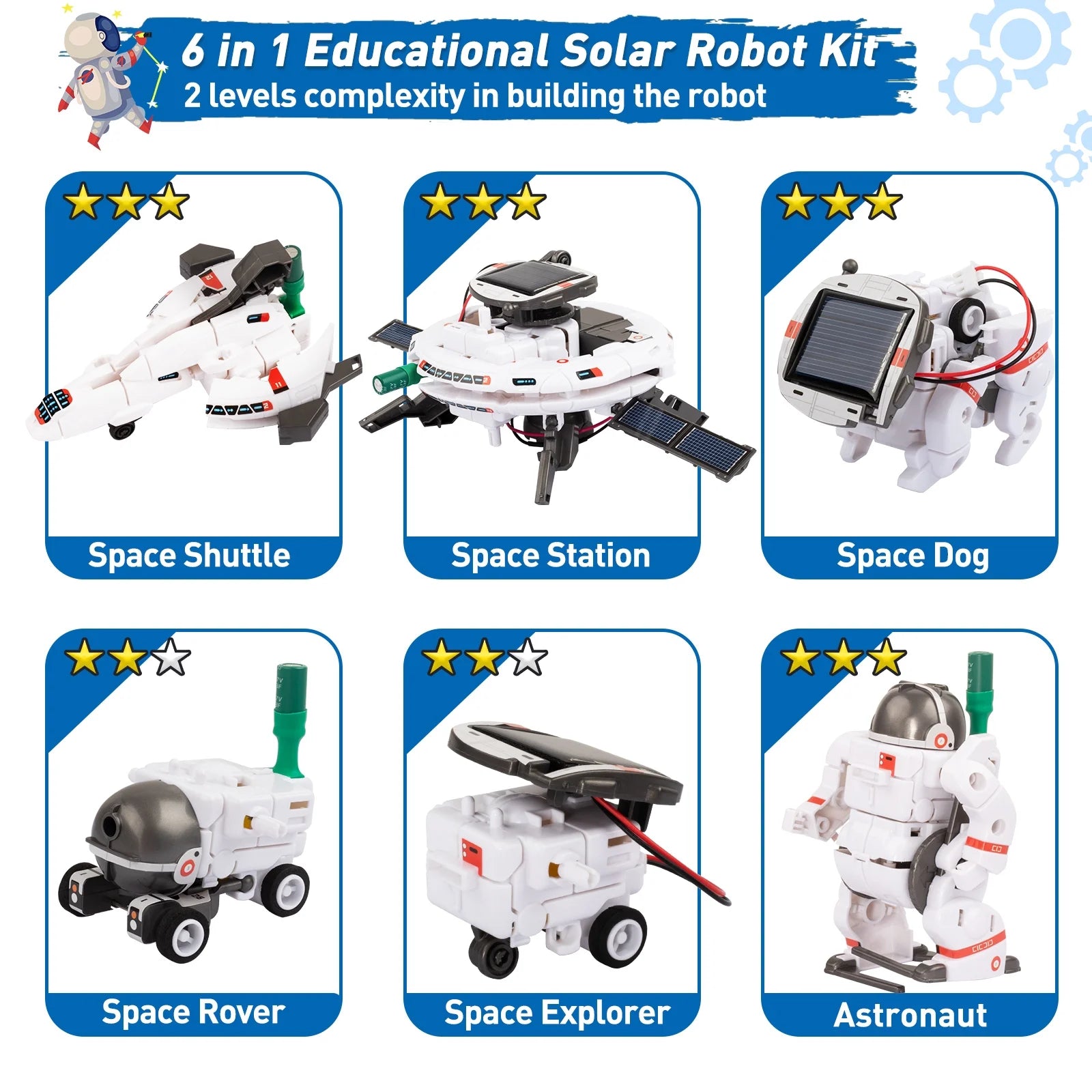 6-In-1 STEM Toys Space Solar Robot Kit for Kids, Educational Science Learning, Building Robot Toys Birthday Gift for Kids Age 6 7 8-12+