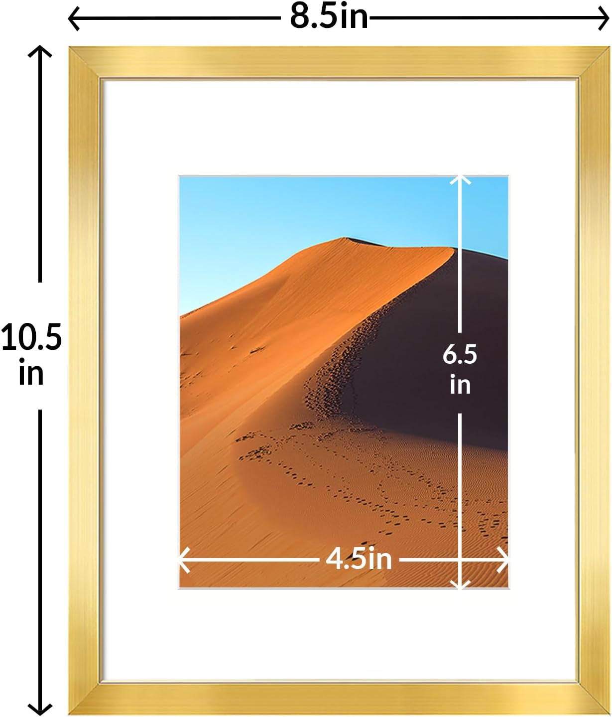 8X10 Picture Frame Gold Set of 10, Display 5X7 with Mat or 8 X 10 without Mat Picture, Photo Frame Collage for Wall Gallery or Table Deco, Hanging or Tabletop Display