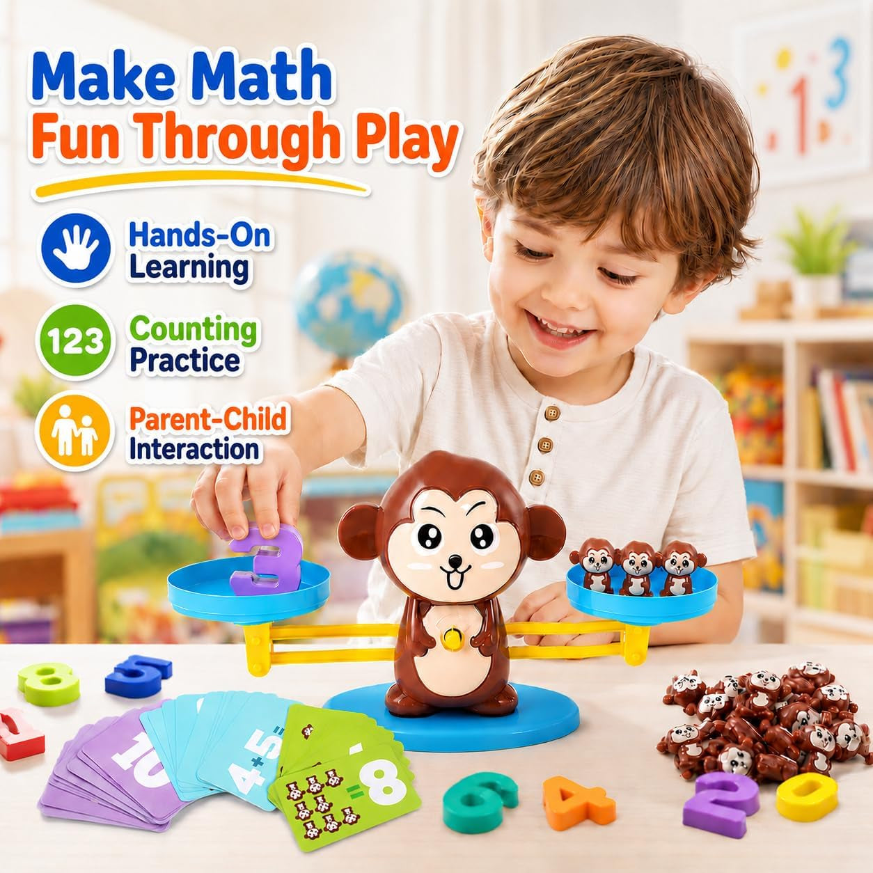 ™ Monkey Scale Balance Counting Toys Math Games STEM Preschool Educational Toys for 3 4 5 Year Olds Math Educational Kindergarten Number Learning Games Gifts for Boy Girl Birthdays Christmas