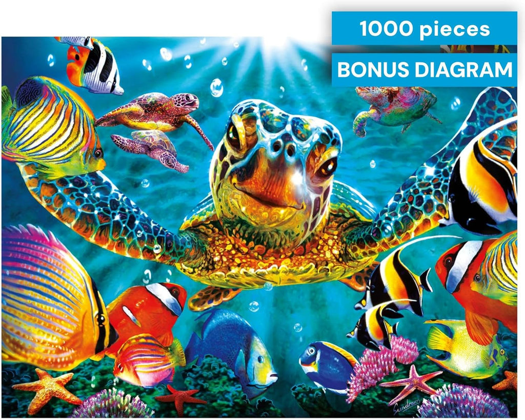 Steve Sundram - Tiny Bubbles - 1000 Piece Jigsaw Puzzle - 26.75 X 19.75 In, Multicolor - Puzzles for Adults - Bonus Poster & Precision Cut Pieces - Vibrant Ocean Scene