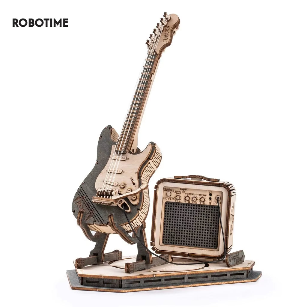 Rokr Electric Guitar Model Gift for Kids Adult Assembly Creative Toys Building Block Set 3D Wooden Puzzle TG605K