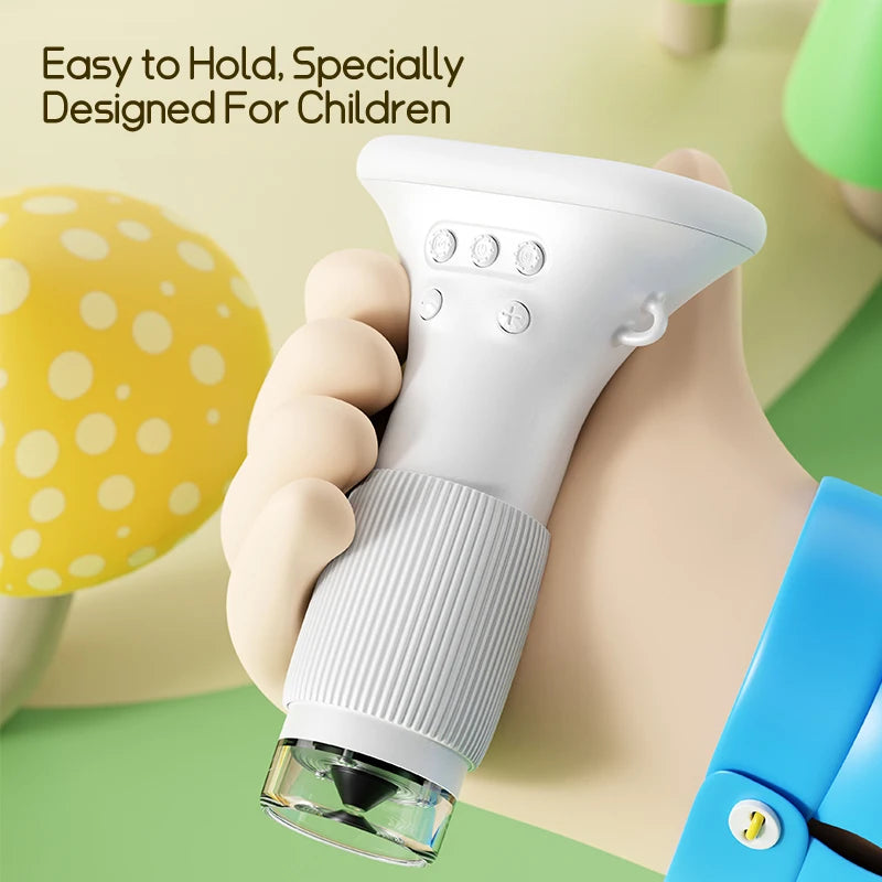 Microscope for Kids Pocket Portable 2 Inch IPS Screen 1000X Handheld Digital Microscopes with 8 Adjustable LED Lights