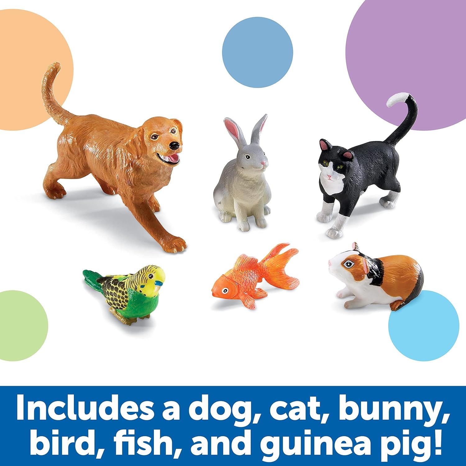 Jumbo Domestic Pets - 6 Pieces, Ages 2+ Preschool Pet Toys, Classroom Desk Pets, Preschool Learning Toys