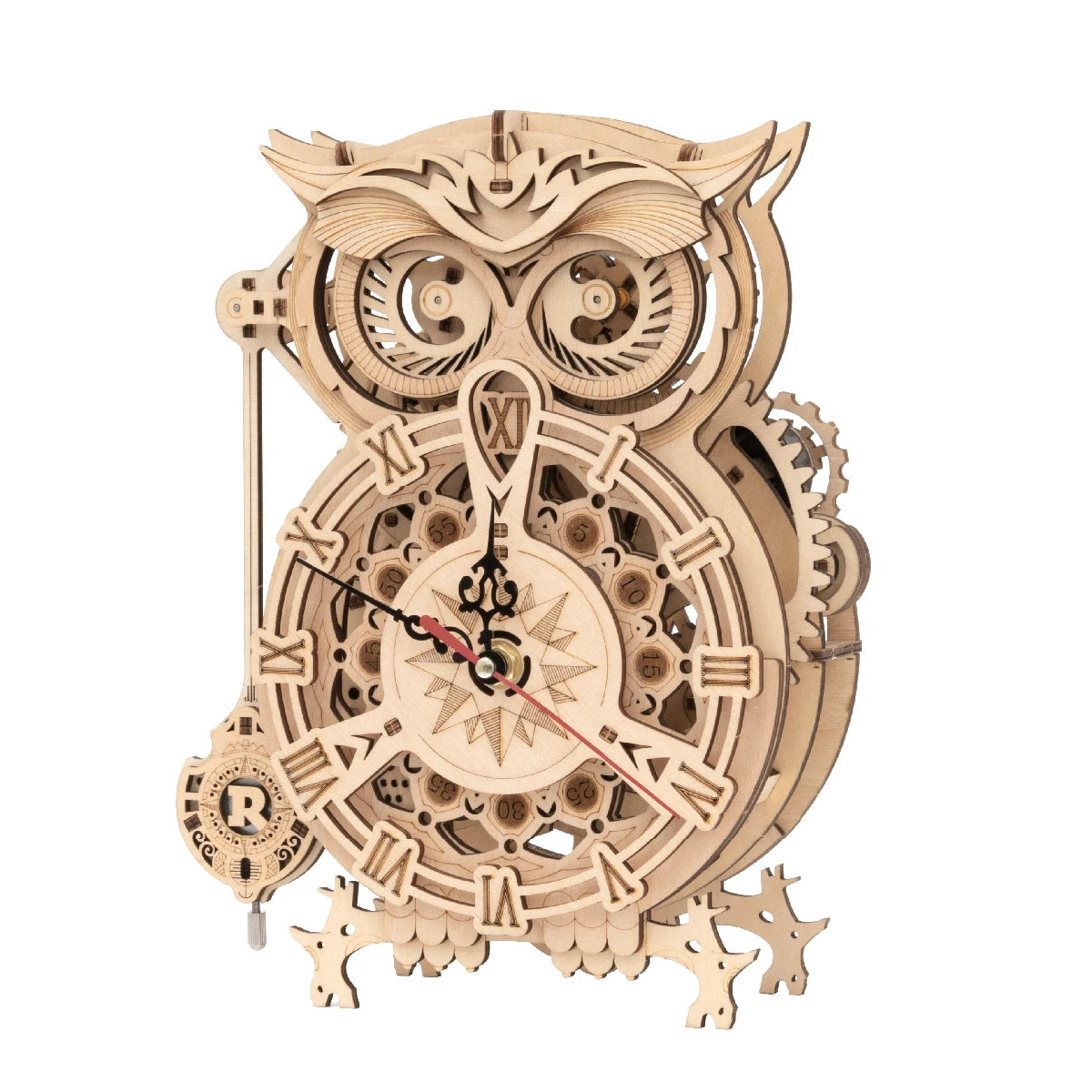 Rokr 161Pcs Creative DIY 3D Owl Clock Wooden Model Building Block Kits Assembly Toy Gift for Children Adult LK503