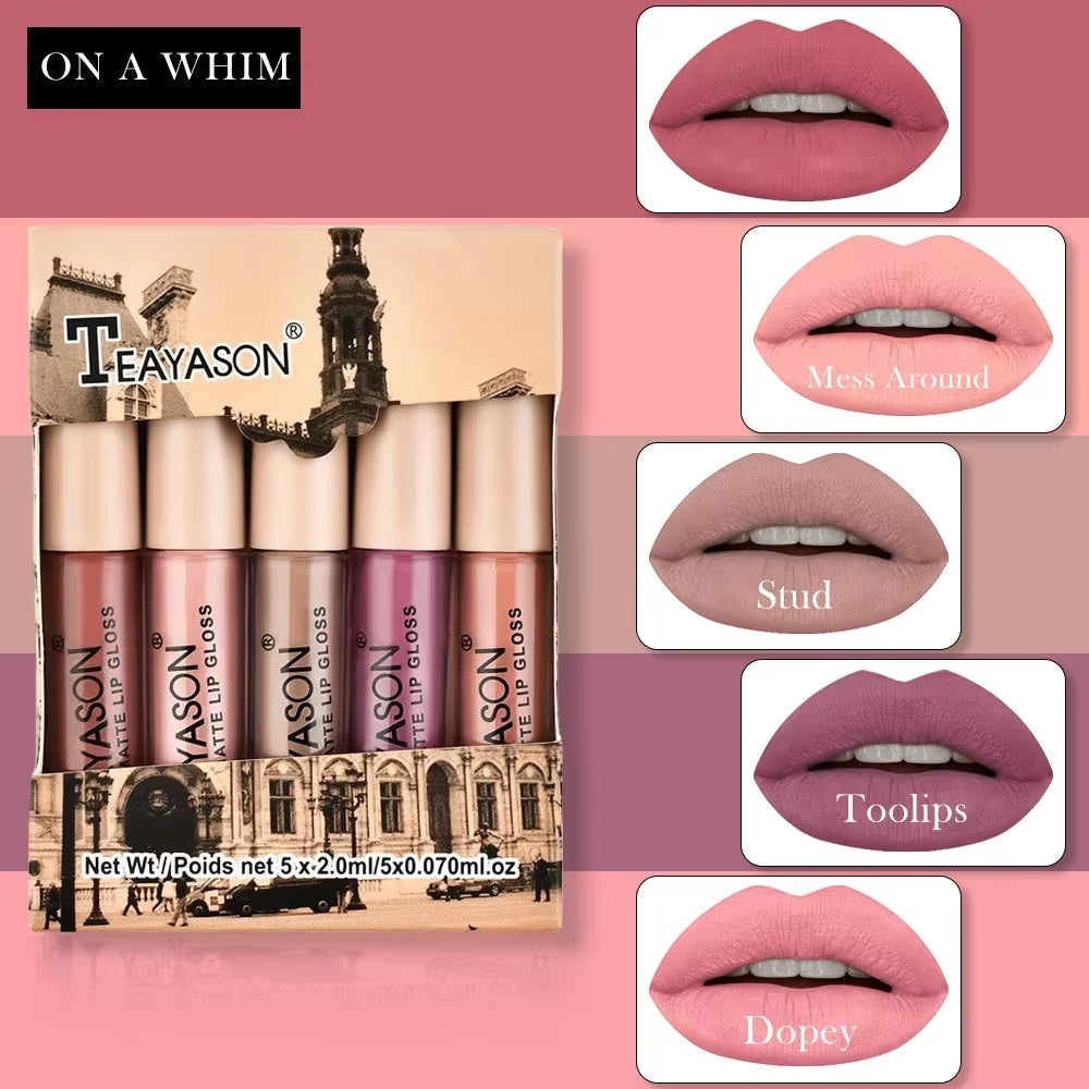 5Pcs/Set Waterproof Lipstick Sexy Halloween Lip Stick Matte Velvet Lipsticks Lips Makeup Cosmetics Labiales Matte