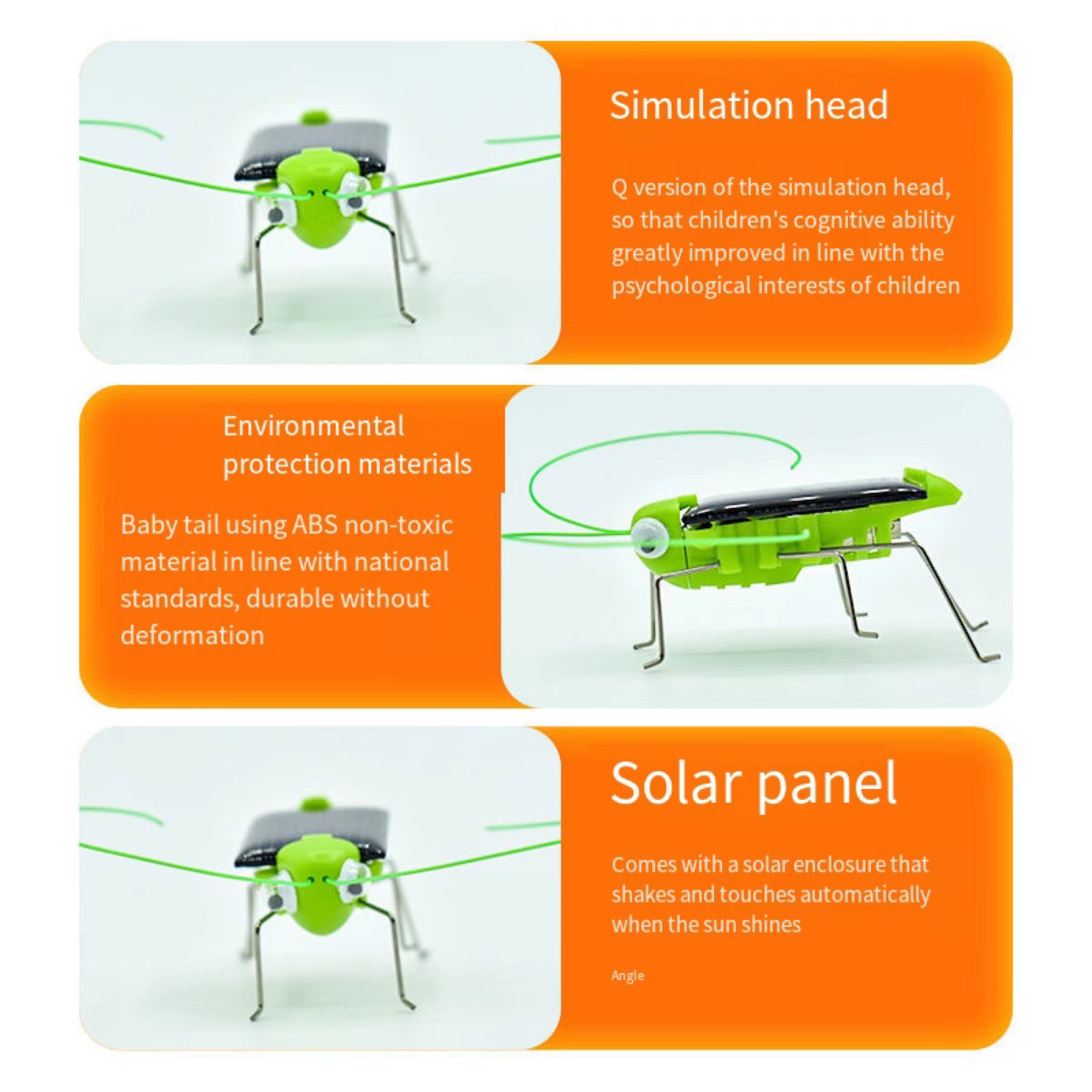 Solar Grasshopper Toy Puzzle Children Selected Gift Simulation Insect Gift Boys and Girls Science Education Funny Moving Toy Kid