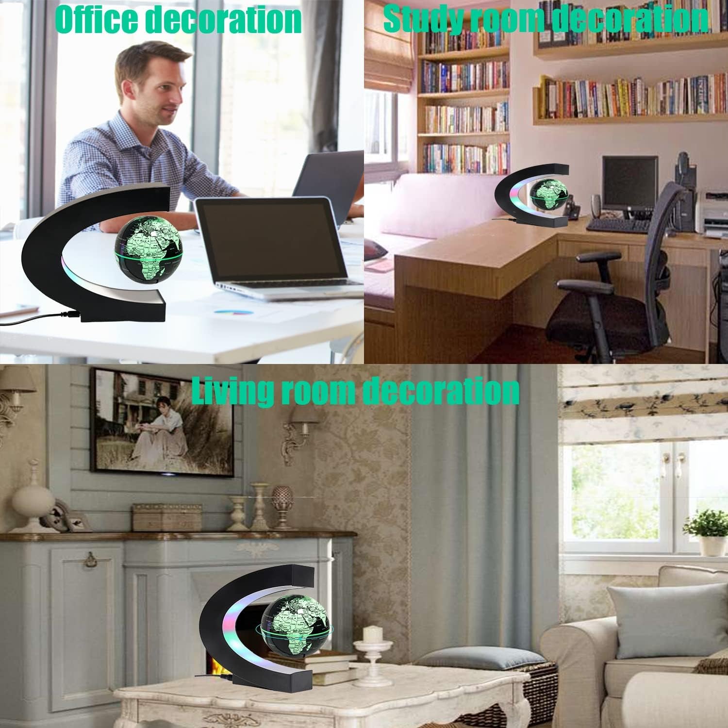 Multicolor Changing Magnetic Levitation Floating Globe, Floating Globe with LED Lights, Cool Gadgets Desktop Decor, Great Gifts for Men/Fathers/Husbands/Boyfriends/Bosses