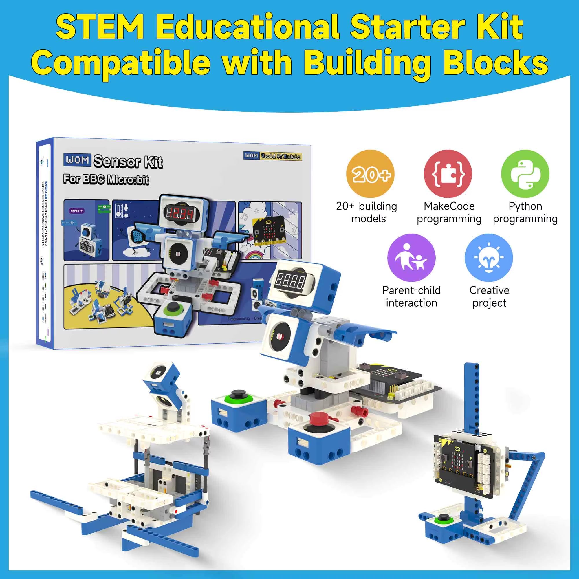 21 in 1 Microbit V2 Robotics Kit DIY Electronic Sensor Kit Programmable Toy for Kids Support Makecode Python Programming