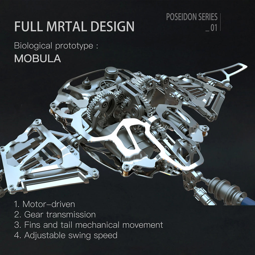 Build Mechanical Mobula Manta Ray Kinetic Sculpture Kits Metal Automata Toy