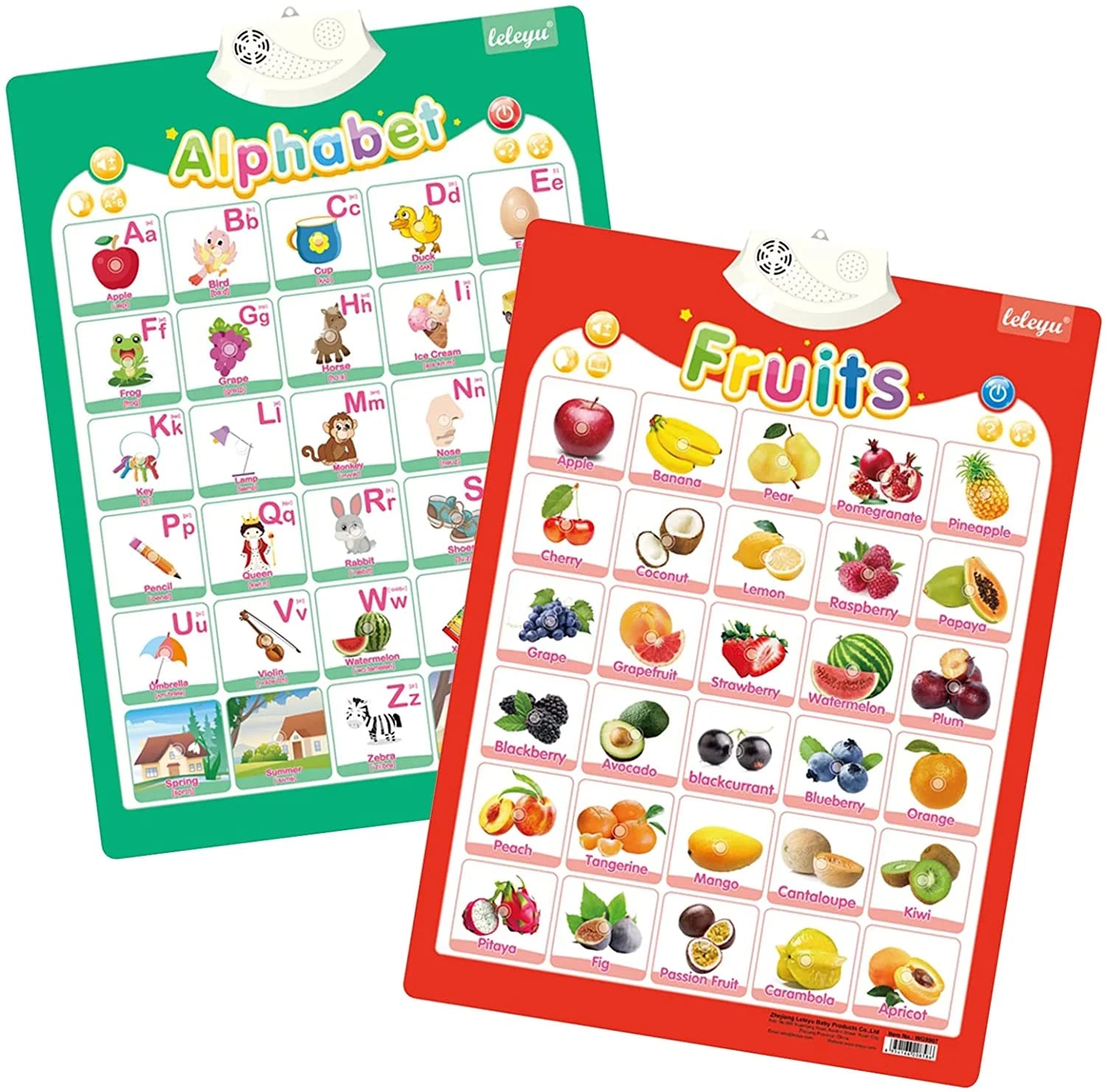 2Pcs Electronic Interactive Alphabet Wall Chart for Kids, ABC Learning Learning Toys for Toddlers, Talking ABC, 123S, Music, Words & Shapes Poster, Preschool Education Gifts for Kids