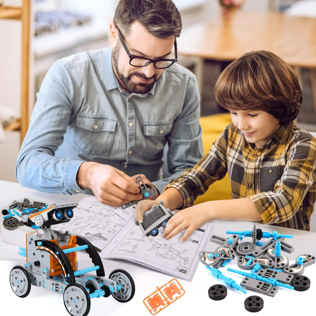 STEM Toys Solar-Powered Transforming Robot Toy - 12-In-1 Construction Set,Educational Science Experiment Kit Toys
