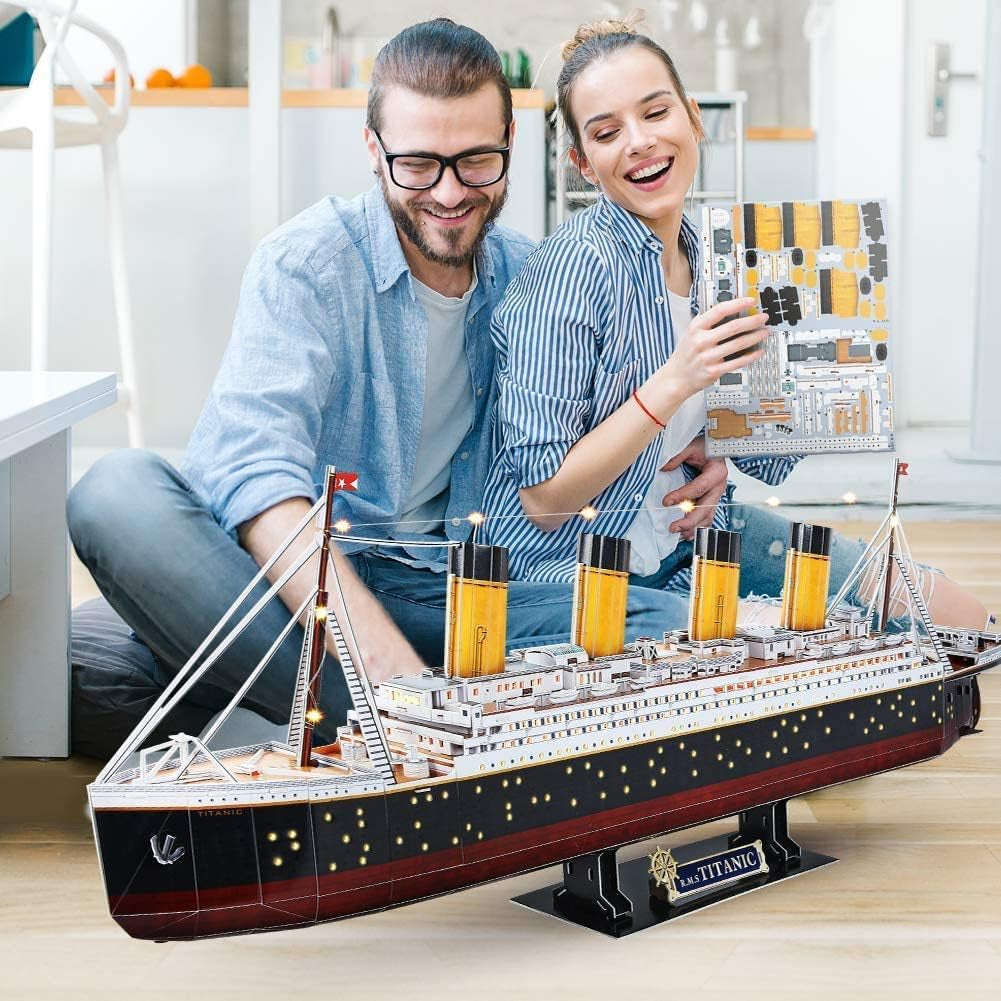 Titanic 3D LED Puzzles for Adults 88 CM 266 Pieces,Titanic Toys for Teens, Home Decor Birthday Gifts Adults Gifts for Mom