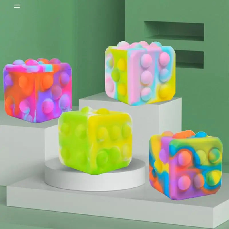 Dice Stress Ball Dice Stress Relief Toy Silicone Pop Bubbles 3D Dice Shaped Squeeze Stress Toys Venting Toy Stress Reliever For