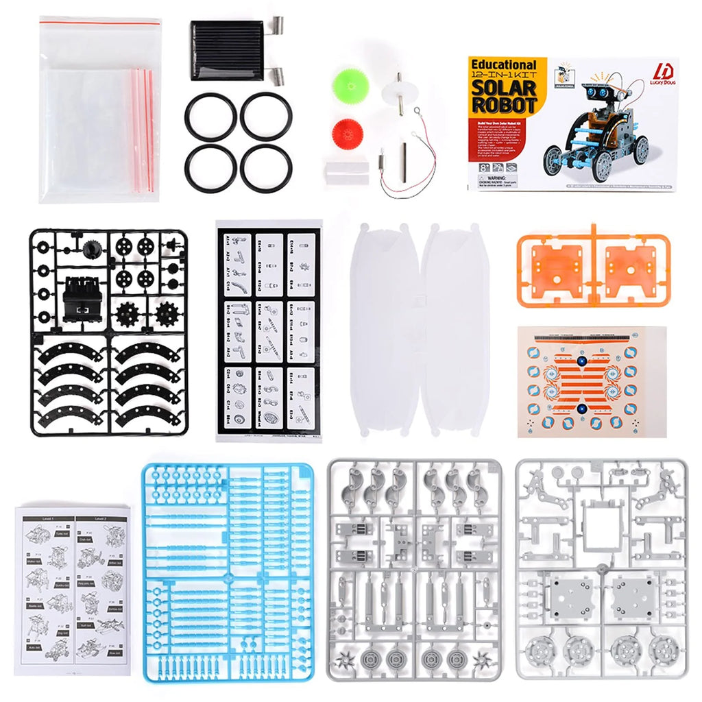 STEM Toys Solar-Powered Transforming Robot Toy - 12-In-1 Construction Set,Educational Science Experiment Kit Toys