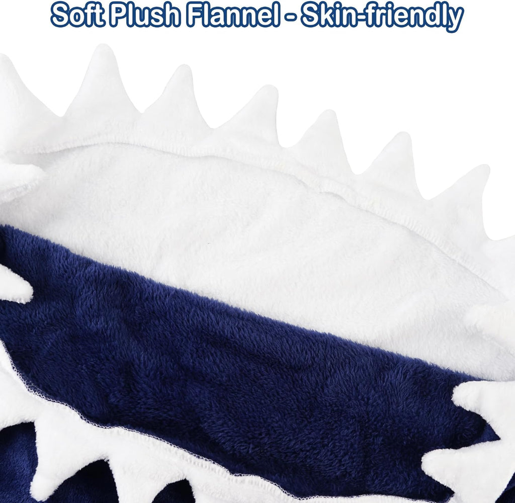Kids Shark Blanket, Soft Flannel, Boys Toys, Fleece Shark Tail Blanket, Dark Blue, Warm and Soft, Gift for Kids, 19" X 44" Fit for Boys Aged 3 to 6