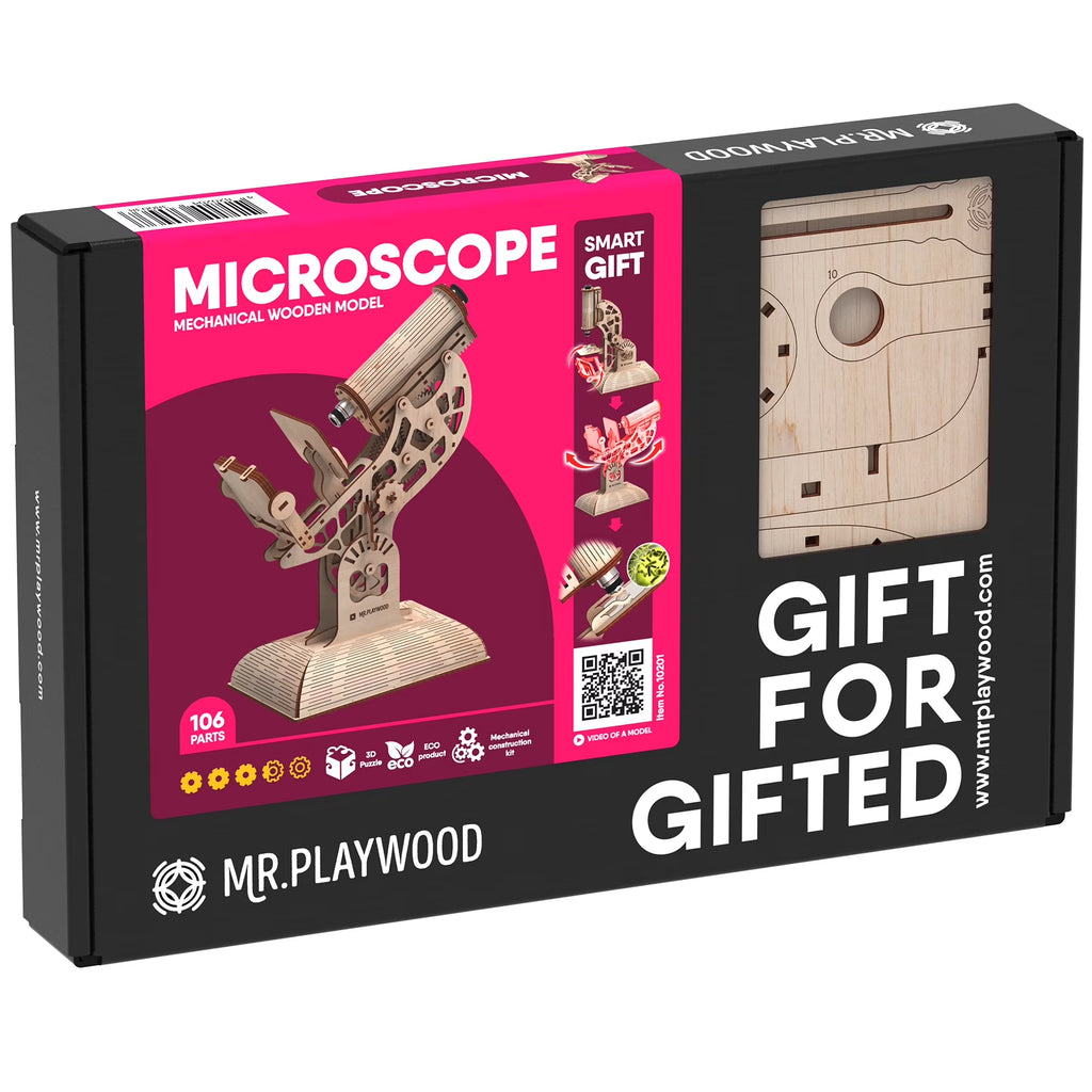 Wooden Mechanical Construction Set Microscope