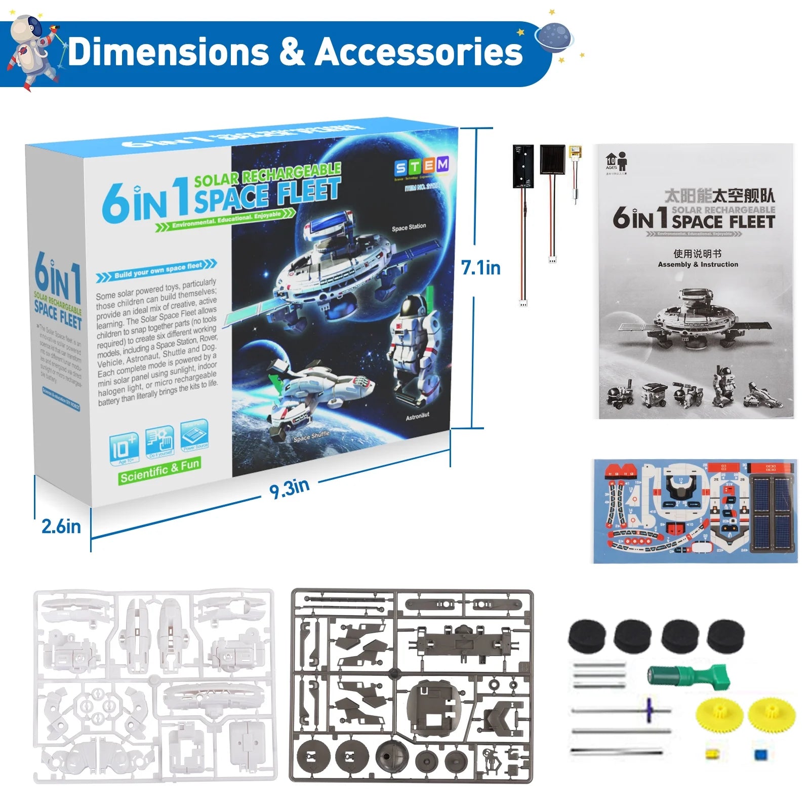 6-In-1 STEM Toys Space Solar Robot Kit for Kids, Educational Science Learning, Building Robot Toys Birthday Gift for Kids Age 6 7 8-12+