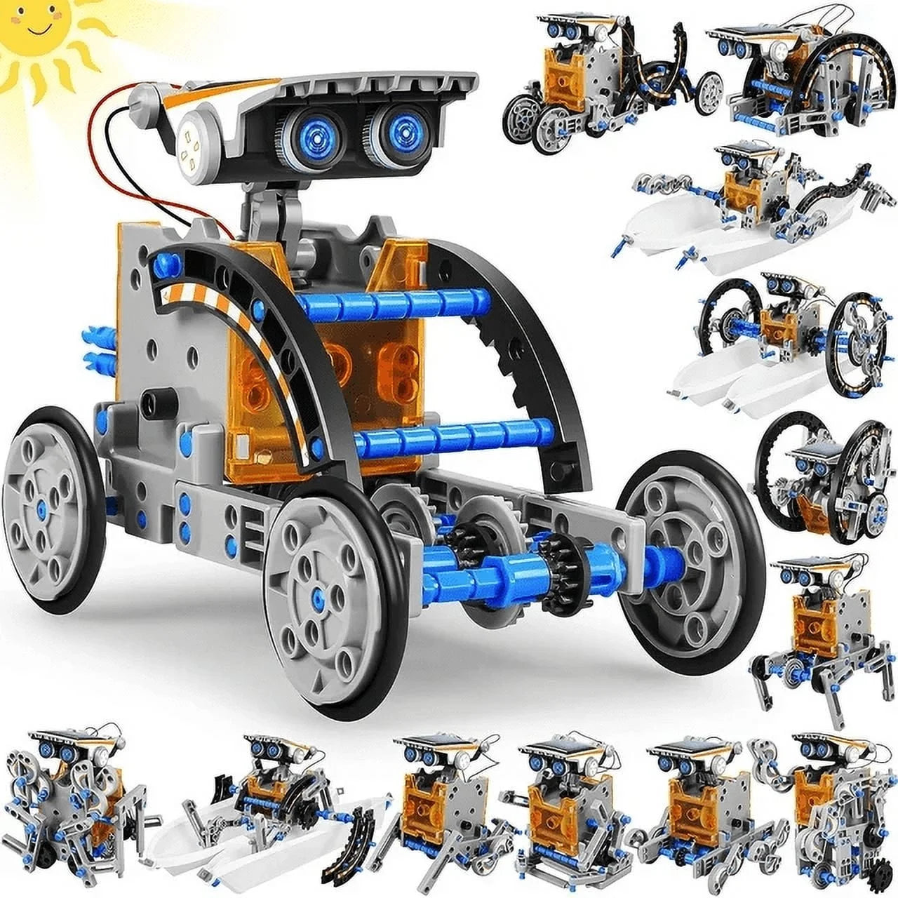STEM Toys Solar-Powered Transforming Robot Toy - 12-In-1 Construction Set,Educational Science Experiment Kit Toys