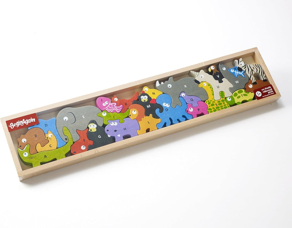 Animal Parade a to Z Puzzle and Playset - Educational Wooden Alphabet Puzzle - 2 and Up
