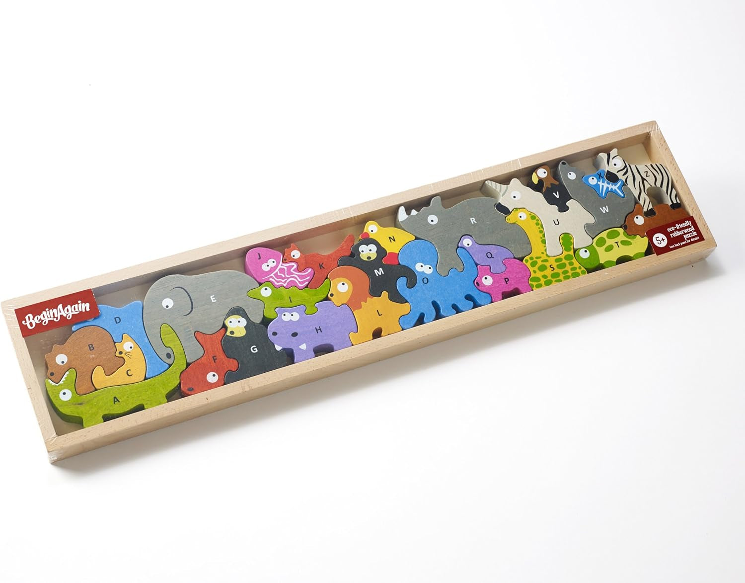 Animal Parade a to Z Puzzle and Playset - Educational Wooden Alphabet Puzzle - 2 and Up