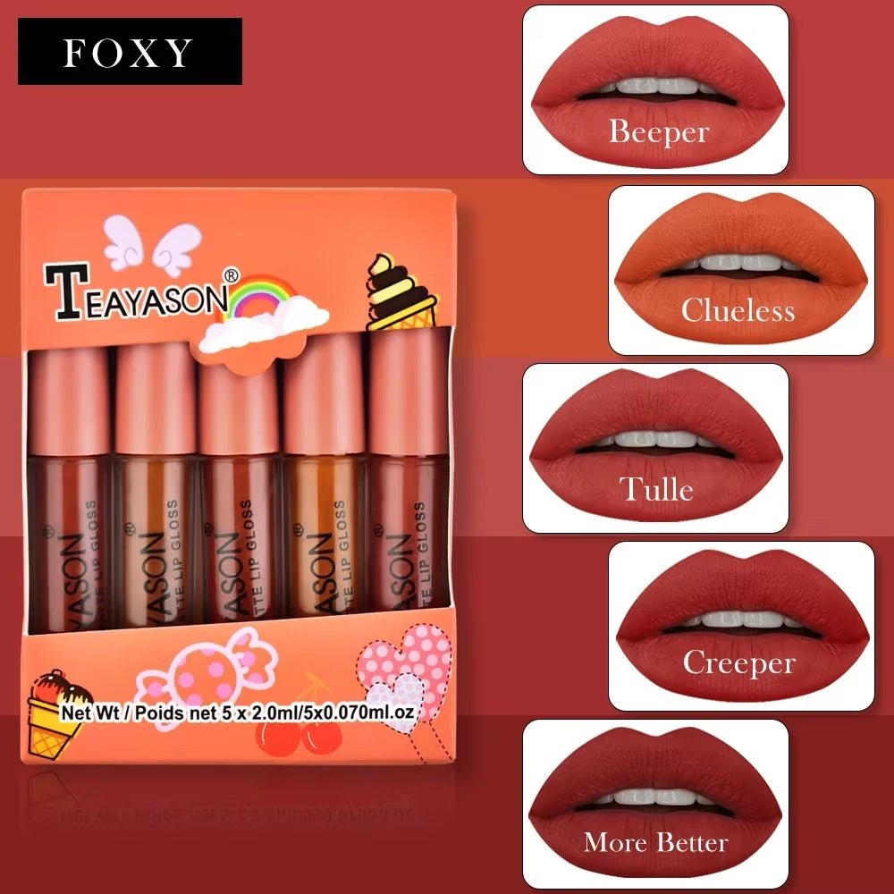 5Pcs/Set Waterproof Lipstick Sexy Halloween Lip Stick Matte Velvet Lipsticks Lips Makeup Cosmetics Labiales Matte