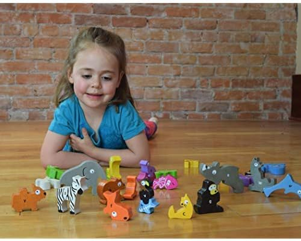 Animal Parade a to Z Puzzle and Playset - Educational Wooden Alphabet Puzzle - 2 and Up