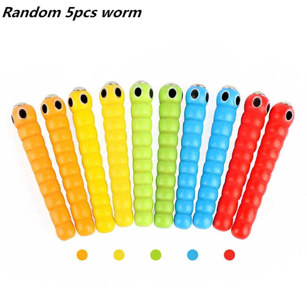 Wand Worms for Catch Worm Game Strawberry Grasping Baby Wooden Toys Montessori Educational Wooden Toys Accessories
