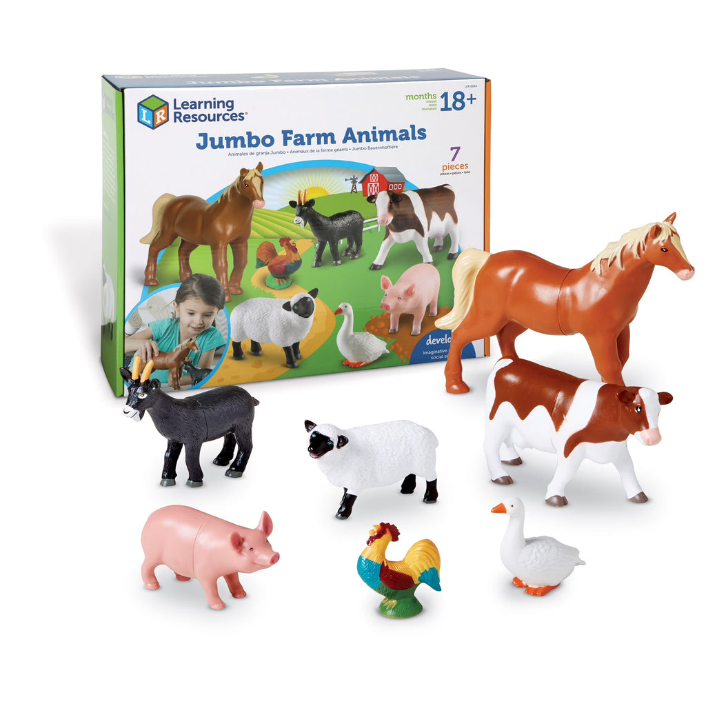 Jumbo Farm Animals, Horse, Cow, Sheep, Chicken , Figurines, Ages 18 Months +