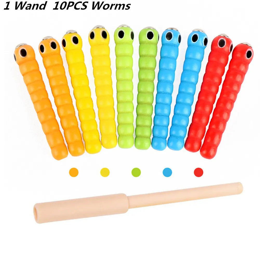 Wand Worms for Catch Worm Game Strawberry Grasping Baby Wooden Toys Montessori Educational Wooden Toys Accessories
