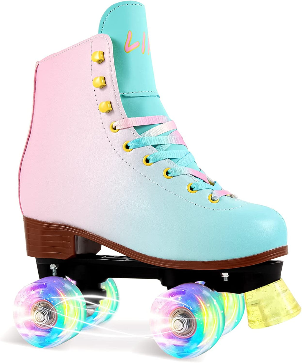 Quad Roller Skates for Girl and Women with All Wheel Light Up,Indoor/Outdoor Lace-Up Fun Illuminating Roller Skate for Kid