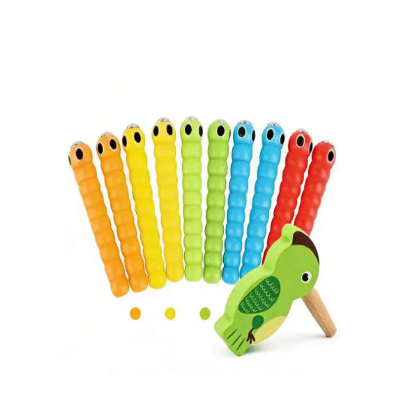 Wand Worms for Catch Worm Game Strawberry Grasping Baby Wooden Toys Montessori Educational Wooden Toys Accessories