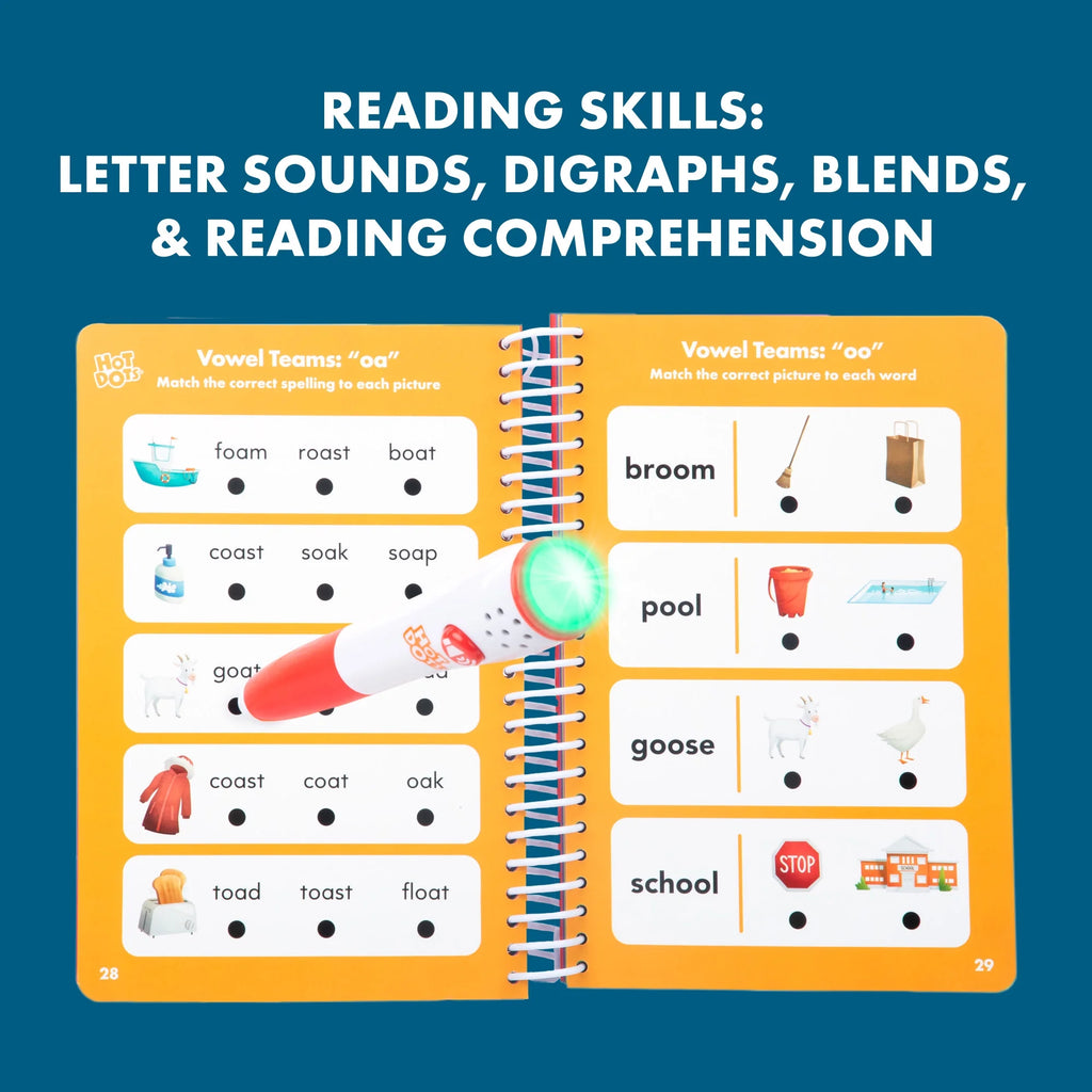Hot Dots First Grade Essentials Reading and Math Workbook, Ages 6+