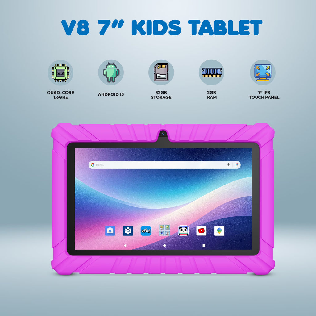 (2 Pack)  Kids Tablets 2025, Android Tablet for Kids with Parental Controls, 32GB Storage, 7", Pink