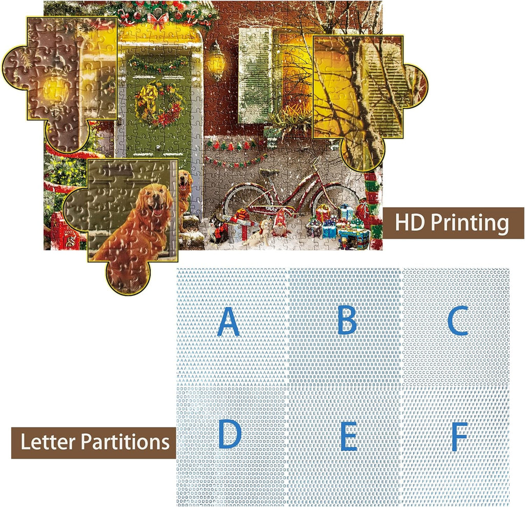 Jigsaw Puzzle 500 Piece Puzzle for Adults - Christmas on Doorstep, Smiling Golden Retriever
