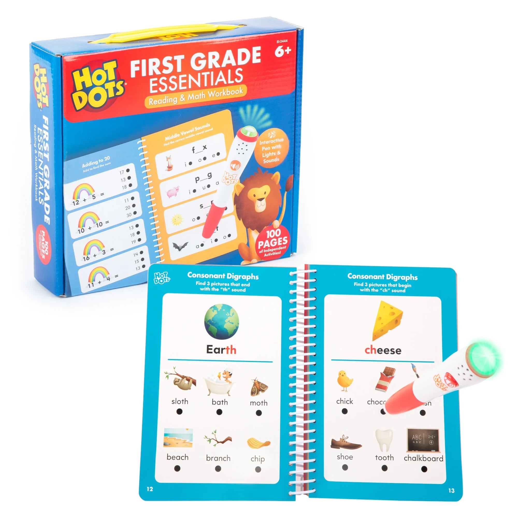Hot Dots First Grade Essentials Reading and Math Workbook, Ages 6+