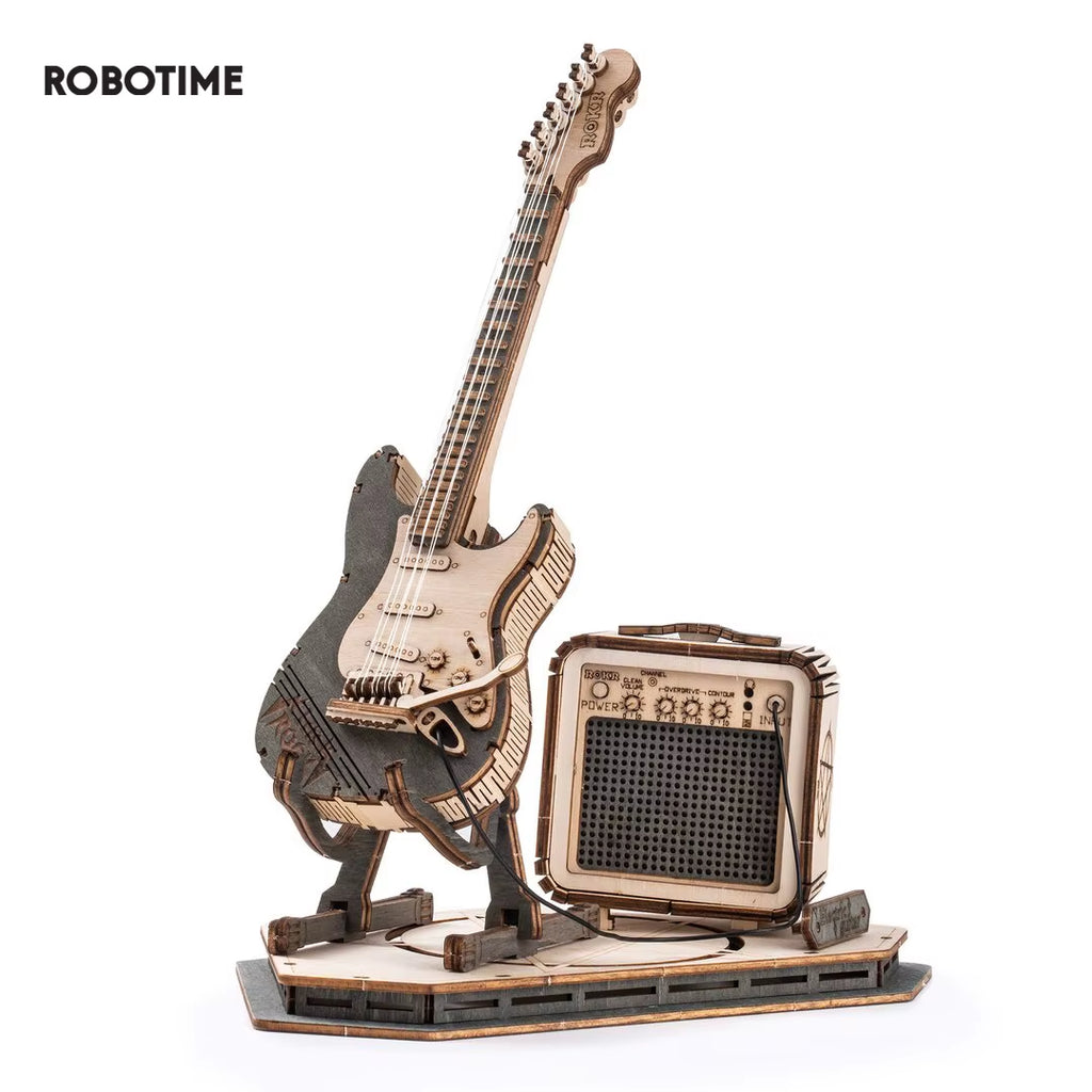 Rokr Electric Guitar Model Gift for Kids Adult Assembly Creative Toys Building Block Set 3D Wooden Puzzle TG605K