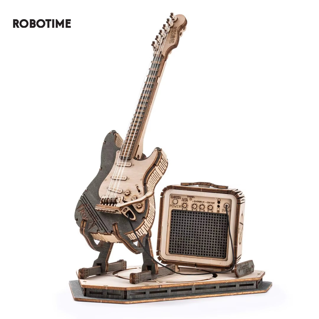 Rokr Electric Guitar Model Gift for Kids Adult Assembly Creative Toys Building Block Set 3D Wooden Puzzle TG605K